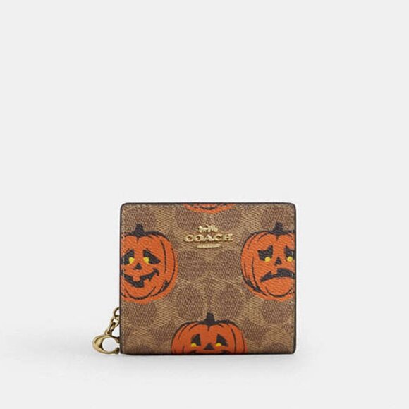 Snap Wallet In Signature Canvas With Halloween Print - Picture 1 of 3